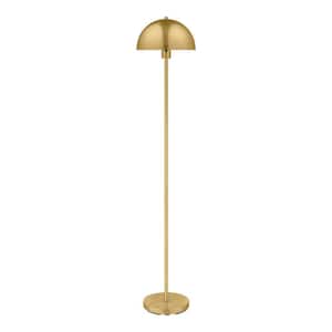 Corbin 56 in. Brushed Gold 1-Light Standard Floor Lamp with Metal Dome Shade