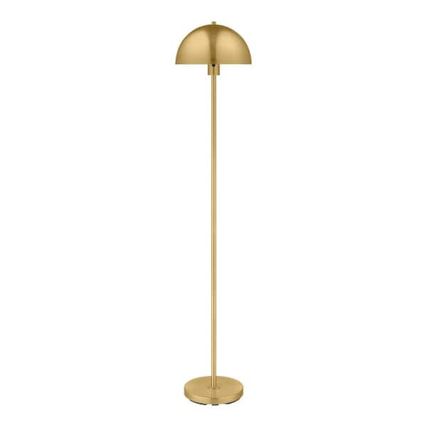 Hampton Bay Corbin 56 in. Brushed Gold 1-Light Standard Floor Lamp with Metal Dome Shade