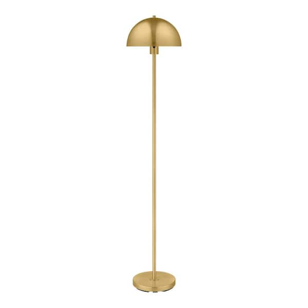 Corbin 56 in. Brushed Gold 1-Light Standard Floor Lamp with Metal Dome Shade