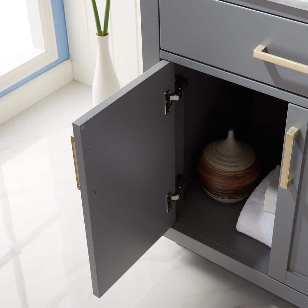 Gray 30" Single Bathroom Vanity with Carrara Marble Top
