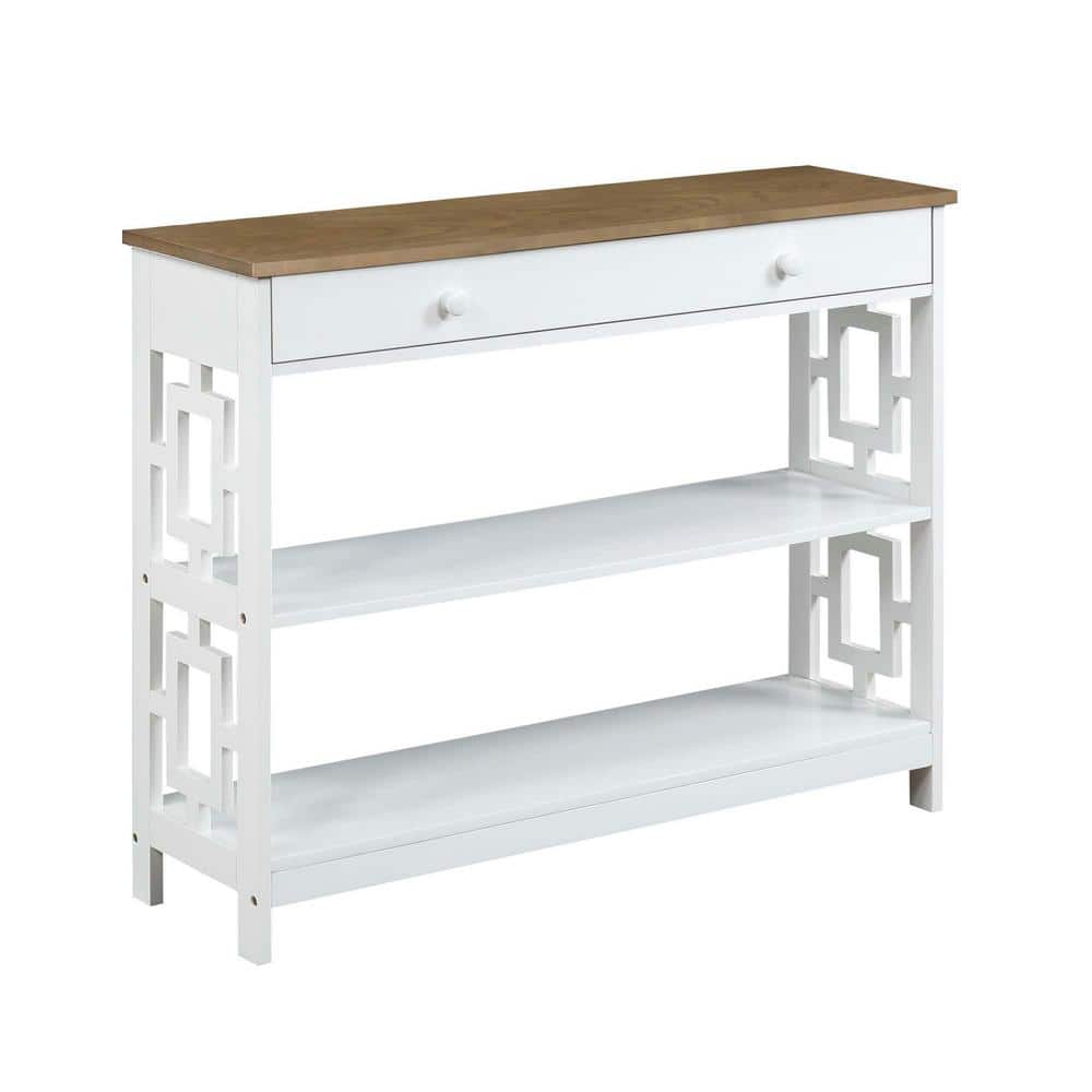 Town Square Chic White/Driftwood Console Table with Storage