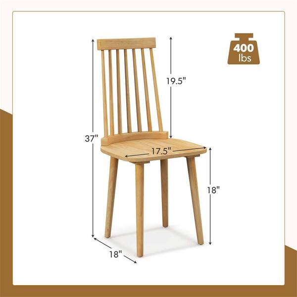 Costway Natural Wood Windsor Dining Chairs with High Spindle Back