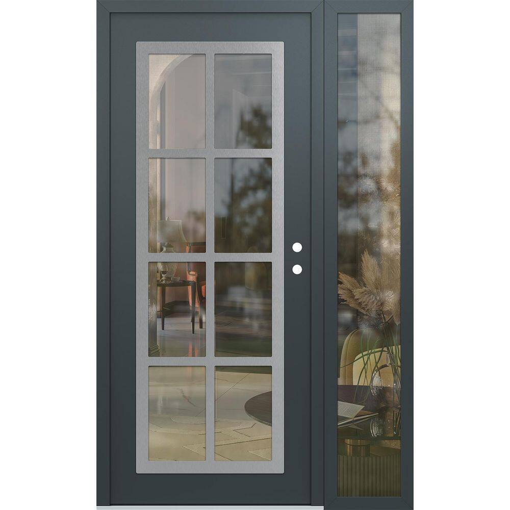 C16 48 in. x 80 in. Silver P Left-Hand/Inswing Clear Glass Anth/Anth Sidelite Steel Prehung Front Door price history on PriceWatchPro