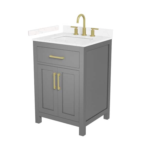 Beckett 24 in. Single Freestanding Dark Gray Bath Vanity with Carrara Cultured Marble Top