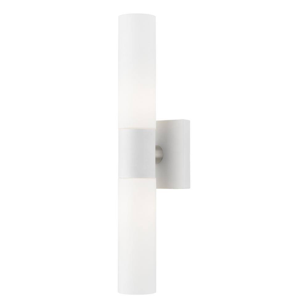 Livex Lighting Aero 4.5 in. 2 Light White ADA Vanity Light with Satin Opal White Glass