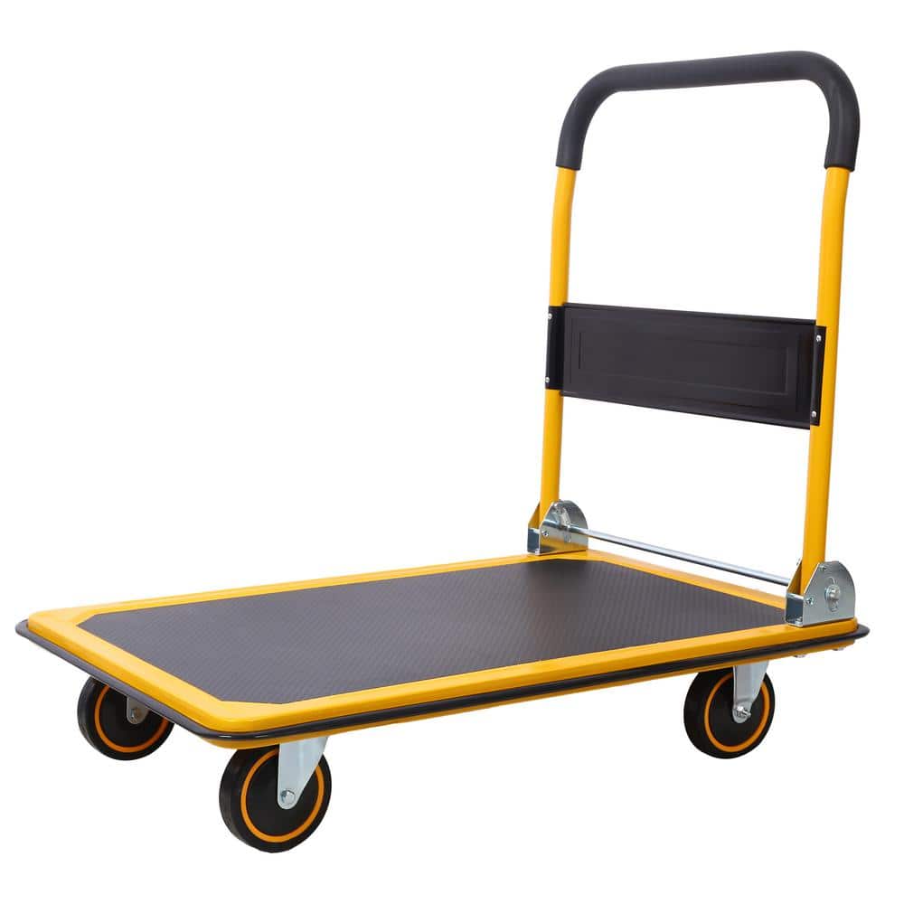 330 lb Capacity Heavy Duty Foldable Steel Hand Truck, Black and Yellow