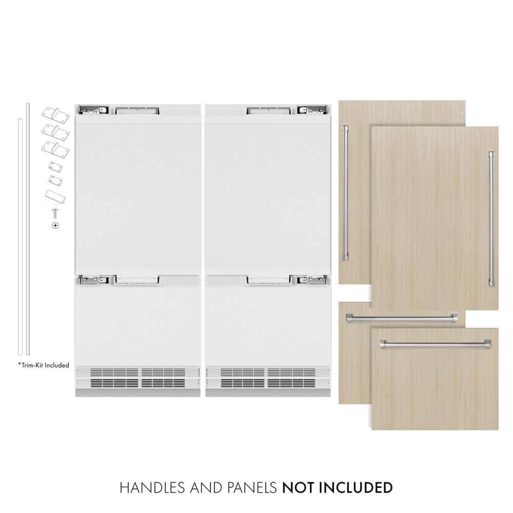 72 in. 39.6 cu. ft. Panel Ready French Door Built-In Custom Bottom Freezer Refrigerator w/ Water Dispensers, Ice Makers
