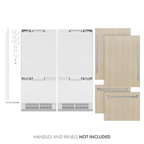 72 in. 39.6 cu. ft. Panel Ready French Door Built-In Custom Bottom Freezer Refrigerator w/ Water Dispensers, Ice Makers