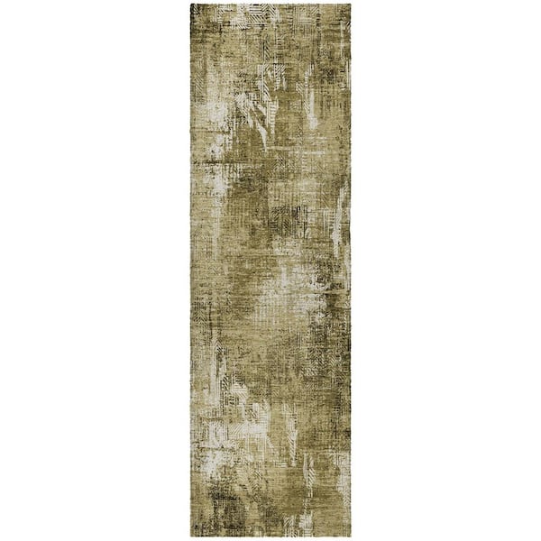 Dream Shag Premium Machine Washable Abstract ADS725 Brown 2 ft. x 7 ft. Runner Rug