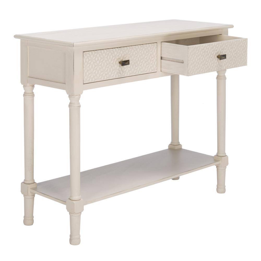 Distressed White 40" Modern Console Table with 2 Drawers