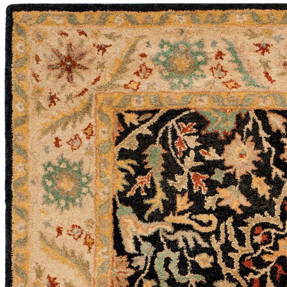 Handmade Black Floral Wool Tufted Area Rug