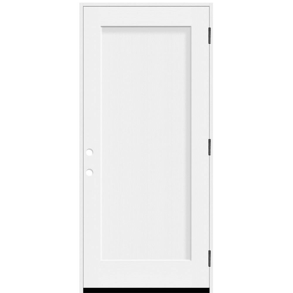 Legacy 32 in. x 80 in. 1 Panel Shaker LHOS Unfinished White Fiberglass Prehung Front Door w/6-9/16 Jamb price history on PriceWatchPro