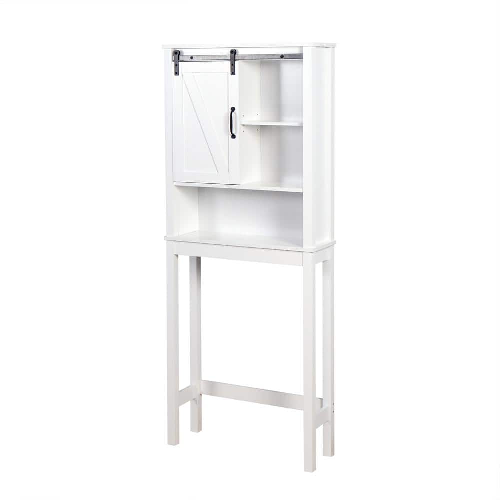 27.16 in. W x 67 in. H x 9.06 in. D White MDF Bathroom Over-the-Toilet Stor