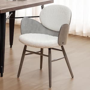 Iva White Fabric Accent Armchair with 4 wood Legs