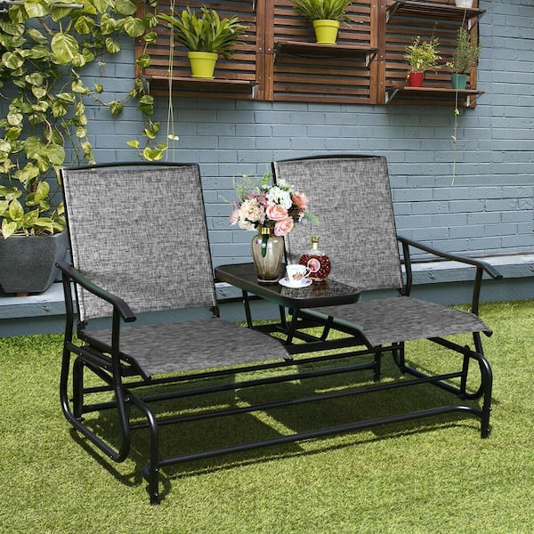 patio double glider with table