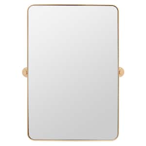 Delinah 24 in. W x 36 in. H Iron Rectangle Modern Gold Wall Mirror