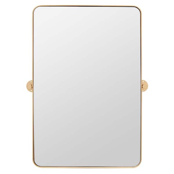 SAFAVIEH Delinah 24 in. W x 36 in. H Iron Rectangle Modern Gold Wall Mirror