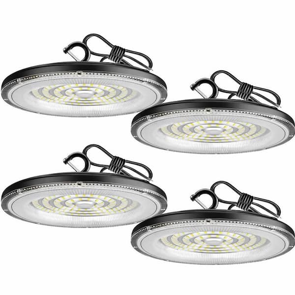 1.19 ft. 300W LED High Bay Light, Adjustable Black Fixture,12000-Watt Equivalent,High Lumen Output for Warehouse,4-Pack