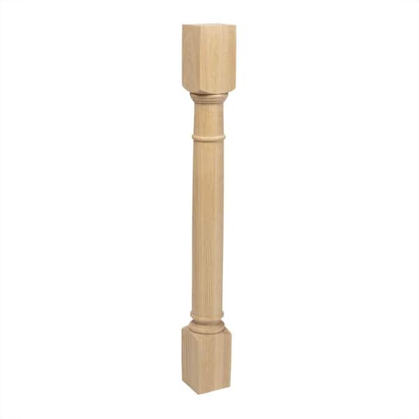 American Pro Decor 35-1/4 in. x 3-3/4 in. Unfinished North American Solid Red Oak Traditional Full Round Kitchen Island Leg