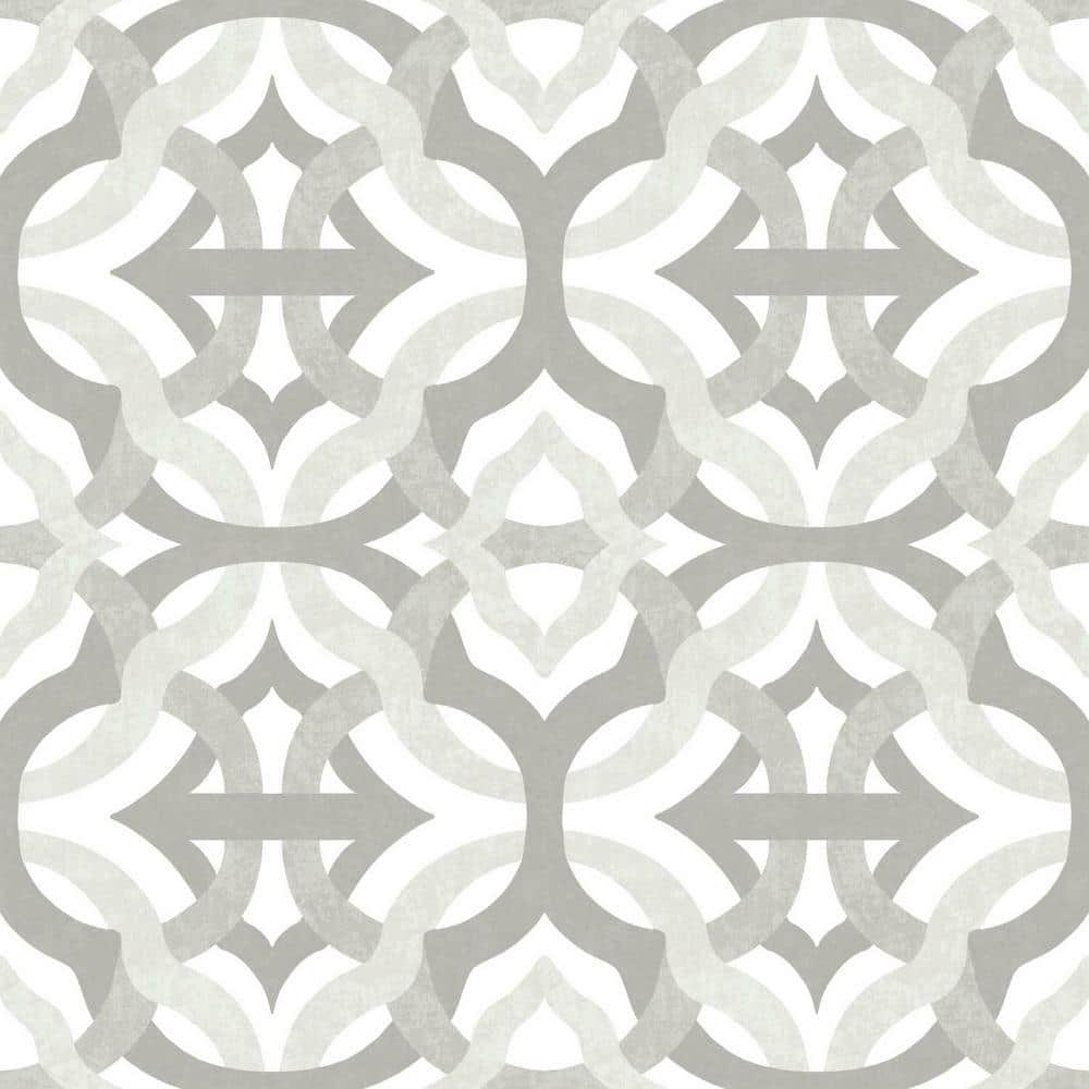 Taupe and White Geometric Peel and Stick Wallpaper Roll