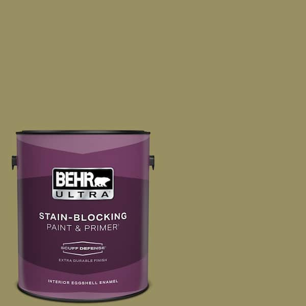 BEHR ULTRA 1 gal. #390F-6 Tate Olive Extra Durable Eggshell Enamel Interior Paint & Primer