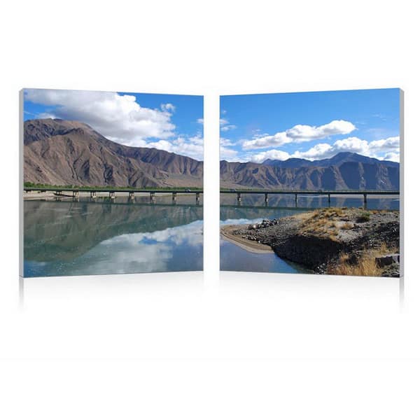 Causeway Through the mountains Unframed Photography Wall Art 19.68 in. x 19.68 in