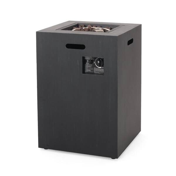 Noble House Reign Brushed Black Square Metal Fire Pit Table