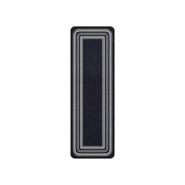 Beverly Rug 26 X 8.5 Black Carmel Bordered Non-Slip Indoor Rubber Back Stair Tread Cover (Set of 8)
