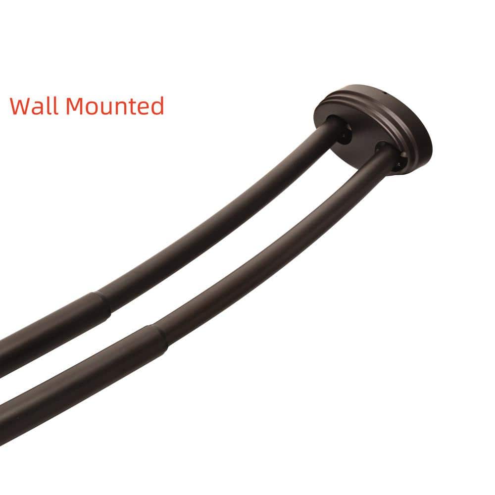 Bronze Wall Mounted Double Curved Aluminum Shower Rod