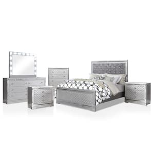 Casilla 6-Piece Silver and Gray King Bedroom Set