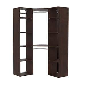 Style+ Chocolate Hanging Wood Closet Corner System with (2) 16.97 in. W Towers, 2 Corner Shelves and 2 Corner Rods