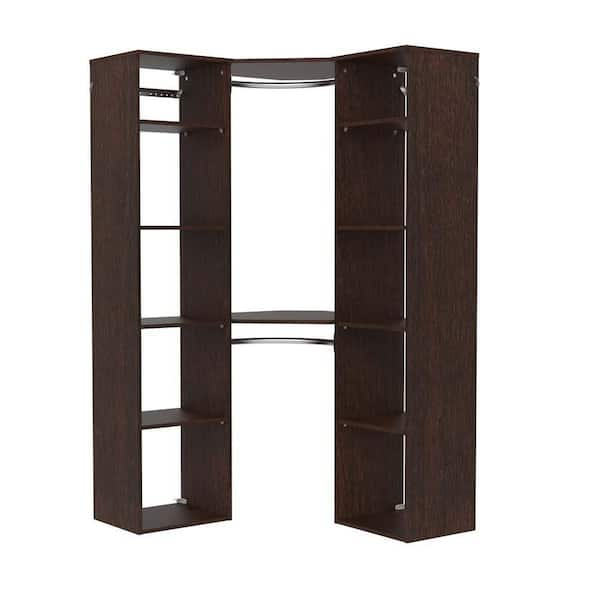 ClosetMaid Style+ Chocolate Hanging Wood Closet Corner System with (2) 16.97 in. W Towers, 2 Corner Shelves and 2 Corner Rods, Brown