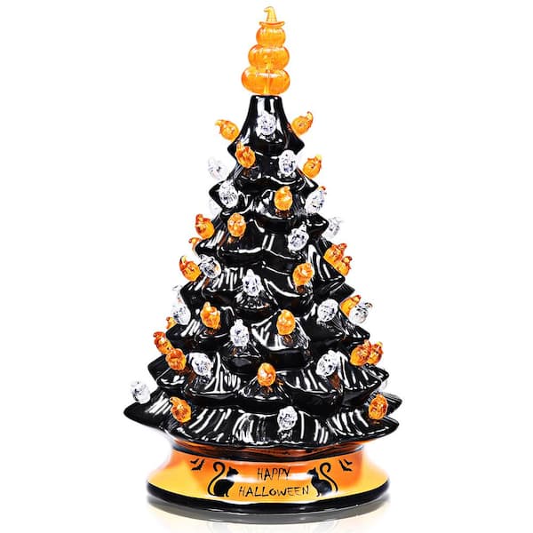 Costway 15 in. Black Battery Powered LED Hand-Painted Halloween Tree