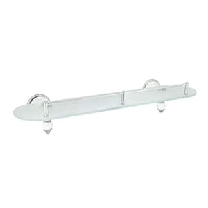 Arora 20 in. W Frosted Glass Shelf with Rail in White Porcelain and Polished Chrome