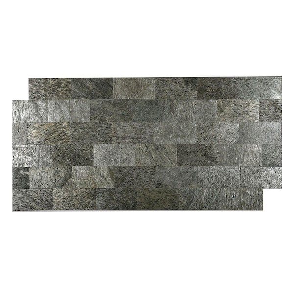FastStone+ Silver Shine 3 in. x 6 in. Slate Peel and Stick Wall Tile (5 sq. ft. / pack)