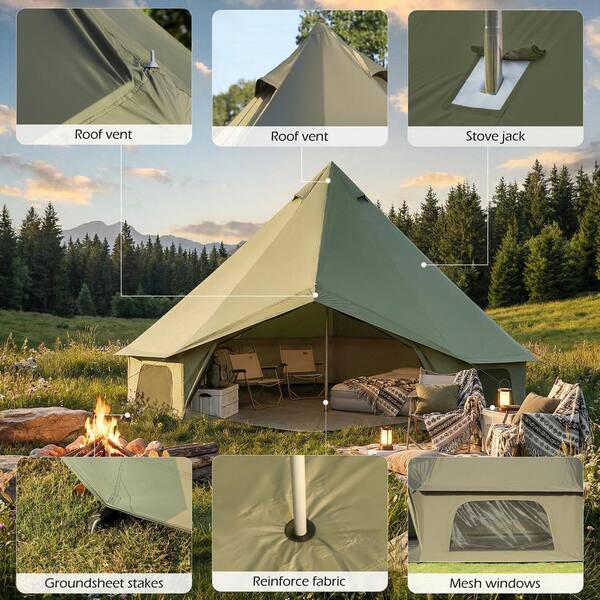 DSNAPE Nomad 4-Person Oxford Cloth Bell Tent with Stove Jack, 4