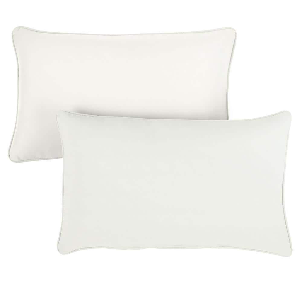 Sunbrella Canvas Ivory Rectangular Outdoor Corded Lumbar Pillows (2-Pack)