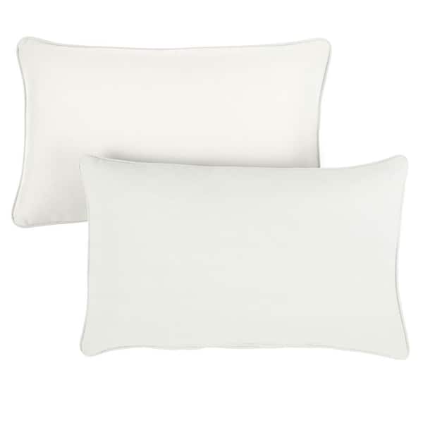SORRA HOME Sunbrella Canvas Ivory Rectangular Outdoor Corded Lumbar Pillows (2-Pack)