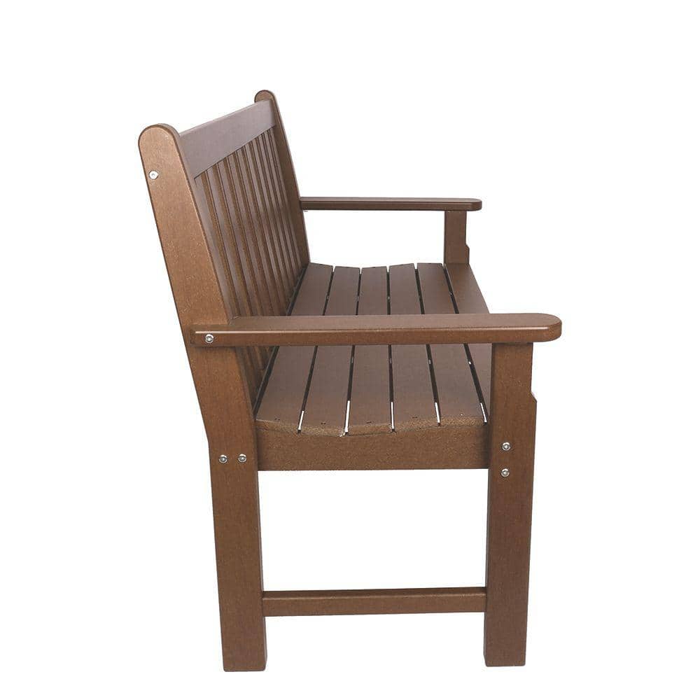 Oxford Teak Plastic 2-Person Outdoor Bench with Stainless Steel Hardware