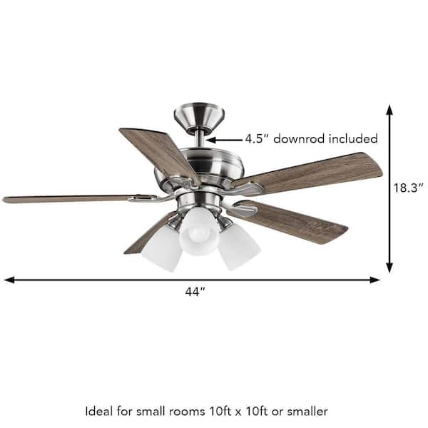 Riley 44 in. Indoor LED Brushed Nickel Ceiling Fan with Light Kit, 5 QuickInstall Reversible Blades and Remote Control