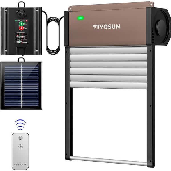 VIVOSUN Solar Powered Aluminum Automatic Chicken Coop Door Opener with Timer, Light Sensor and Remote Control