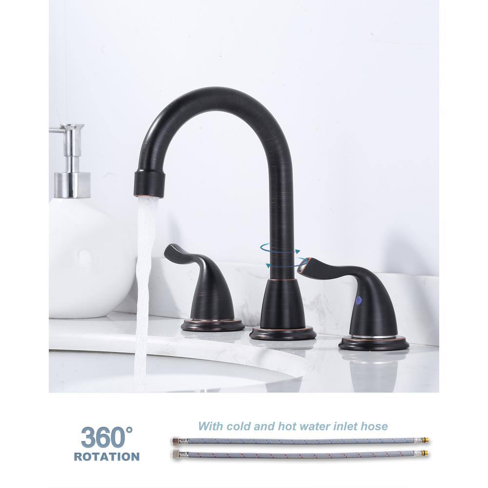 Oil Rubbed Bronze 8-Inch Widespread Bathroom Faucet with Pop-Up Drain