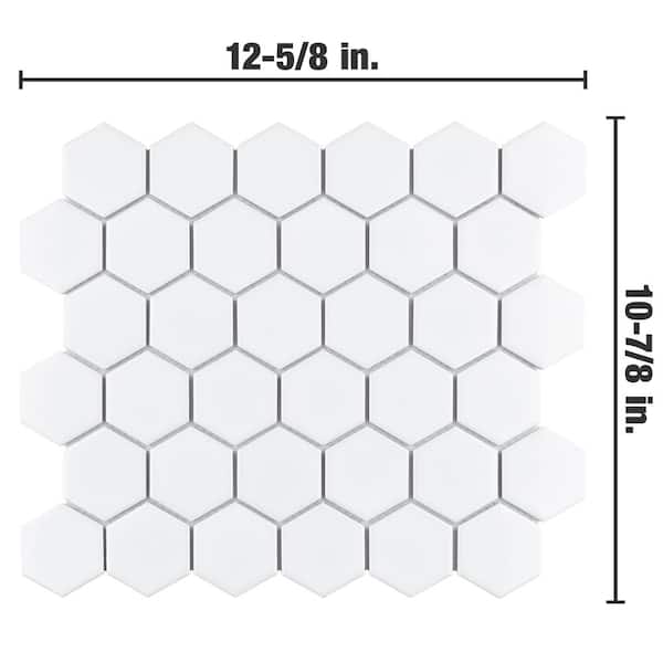 1 carton/11 SQFT 12x12 Glazed Ceramic Hexagon Mosaic Tile Black and White Blend 