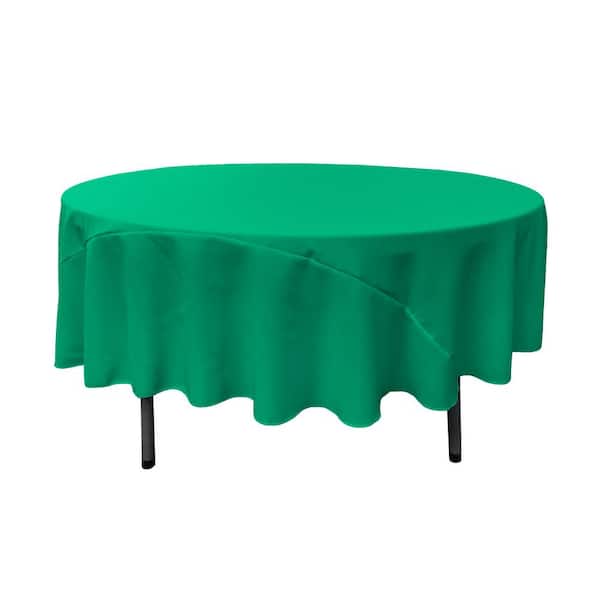 LA Linen 90 in. Jade Polyester Poplin Round Tablecloth