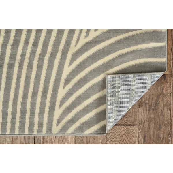 Kobe Binya Light Grey and Bone 6 ft. 5 in. x 9 ft. 3 in. Area rug