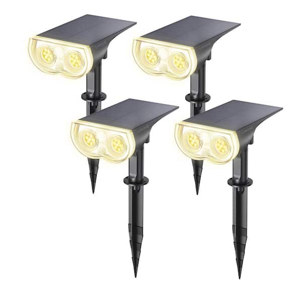 Angel Sar 30% Conversion Rate 6500K Waterproof Dusk-to-Dawn Landscape Solar Spotlights for Patio Garden Yard, Warm White (4-Pack)