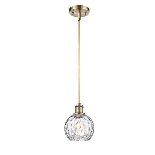 Innovations Athens Water Glass 60-Watt 1 Light Antique Brass Shaded Mini Pendant Light with Clear glass Clear Glass Shade