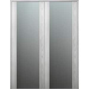 Vona 202 64 in. x 80 in. Both Active Full Lite Frosted Glass Ribeira Ash Wood Composite Double Prehung French Door