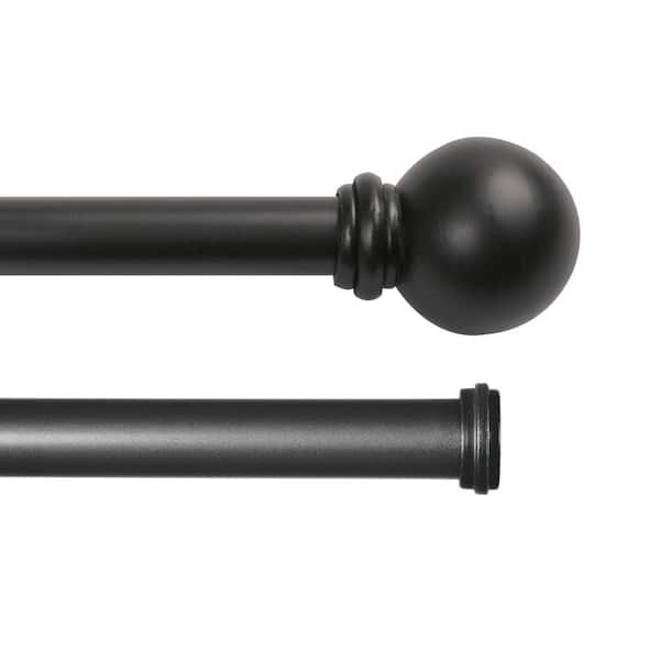 Kenney Chelsea 48 in. - 86 in. Double Curtain Rod in Black with Finial
