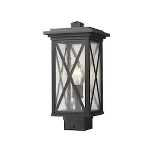 Brookside 1-Light Black 15.8 Aluminum Hardwired Outdoor Weather Resistant Post Light Square Fitter with No Bulb Included